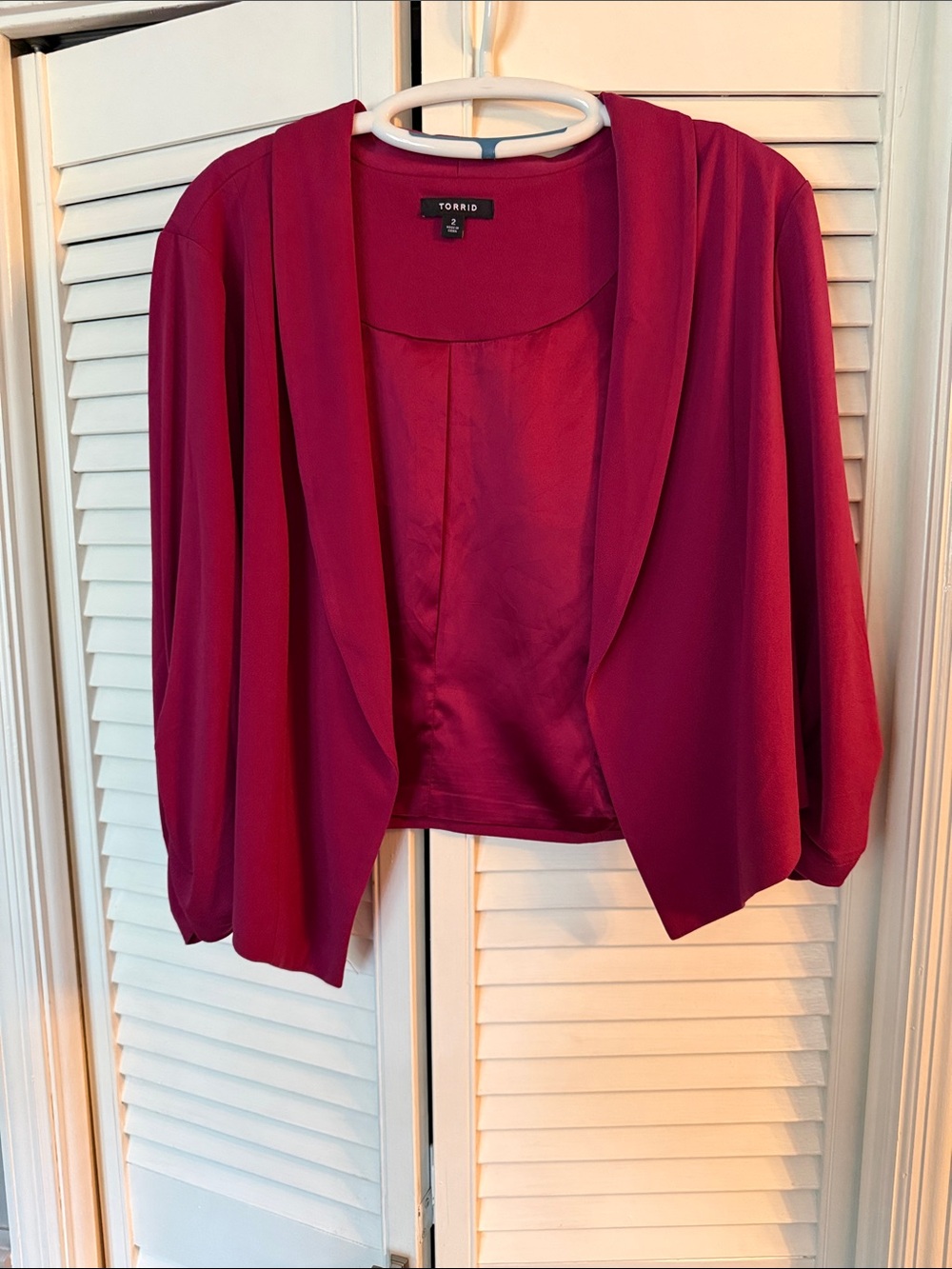 torrid Deep Raspberry Open-Front Draped Blazer - Picture 2 of 4